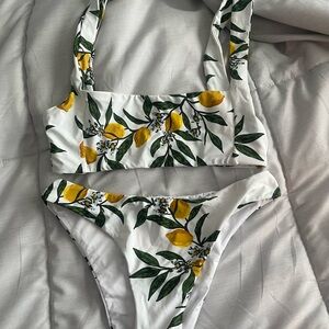 Fashion Nova Lemon Print Bikini Set